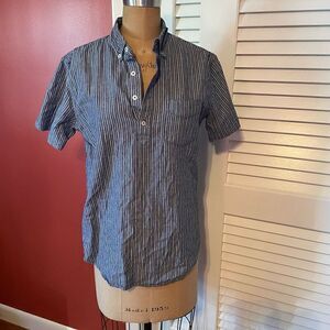 JACK THREADS | light blue pin stripe short sleeve popover S